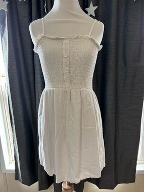 art class Cream Smocked Button-Front Sundress